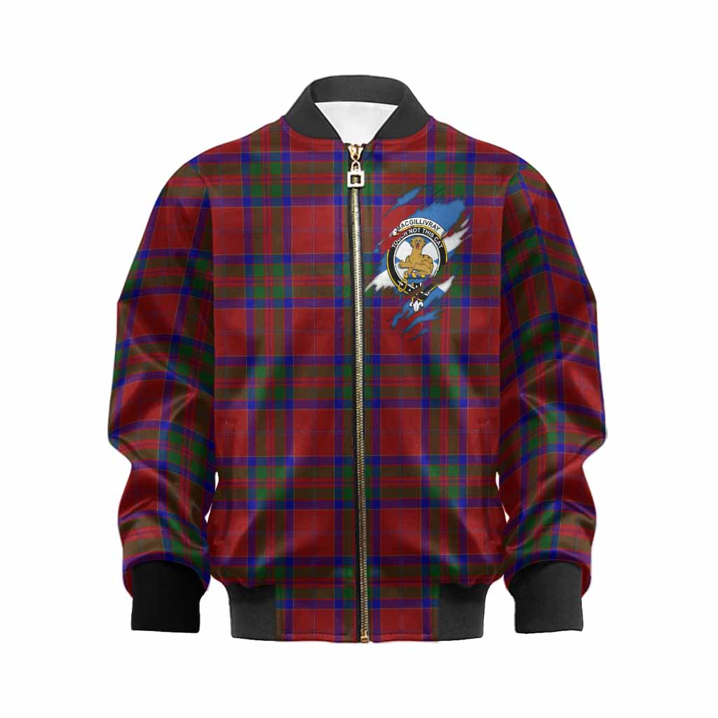 MacGillivray (McGillivray) Clan Crest In Me Tartan Kid Bomber Jacket Scotland Flag Style