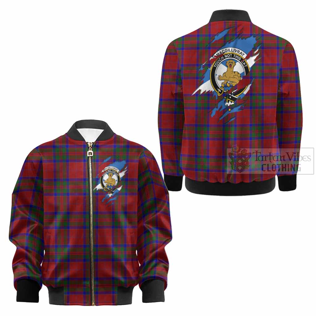 MacGillivray (McGillivray) Clan Crest In Me Tartan Kid Bomber Jacket Scotland Flag Style