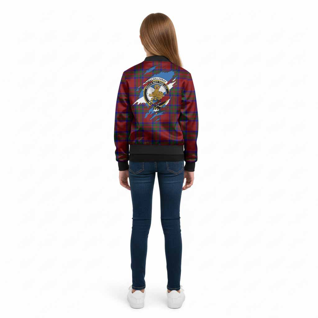 MacGillivray (McGillivray) Clan Crest In Me Tartan Kid Bomber Jacket Scotland Flag Style