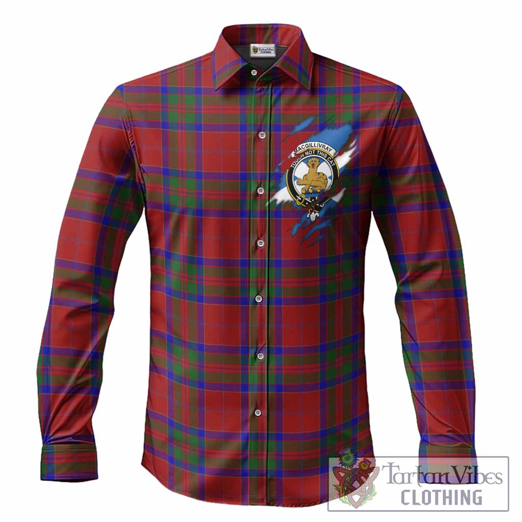 MacGillivray (McGillivray) Clan Crest In Me Tartan Long Sleeve Button Shirts Scotland Flag Style