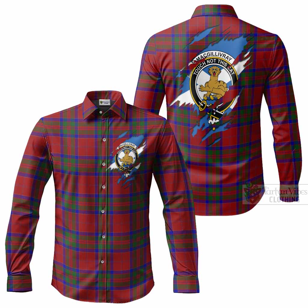MacGillivray (McGillivray) Clan Crest In Me Tartan Long Sleeve Button Shirts Scotland Flag Style