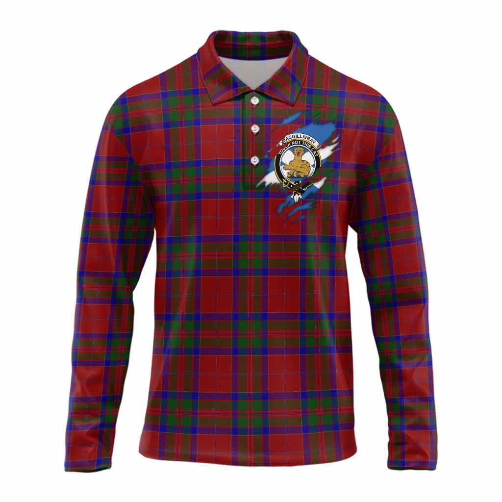 MacGillivray (McGillivray) Clan Crest In Me Tartan Long Sleeve Polo Shirt Scotland Flag Style