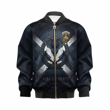 MacGillivray (McGillivray) Clan Crest Kid Bomber Jacket with Celtic Knot Thistle and Saltire