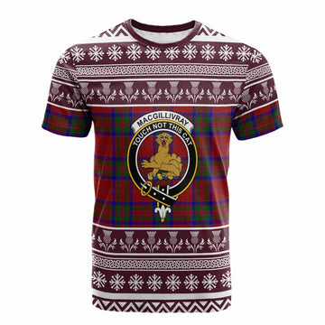 MacGillivray (McGillivray) Clan Tartan Christmas Cotton T-shirt with Family Crest
