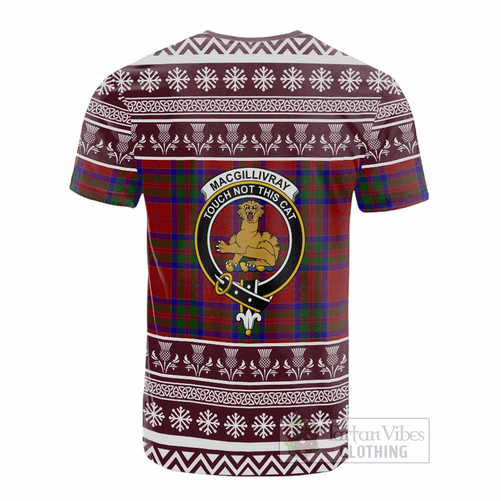 MacGillivray (McGillivray) Clan Tartan Christmas Cotton T-shirt with Family Crest - Tartan Vibes Clothing