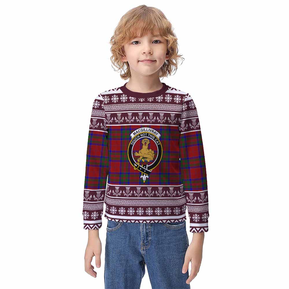 MacGillivray (McGillivray) Clan Tartan Christmas Kid Ugly Sweatshirt with Family Crest - Tartan Vibes Clothing