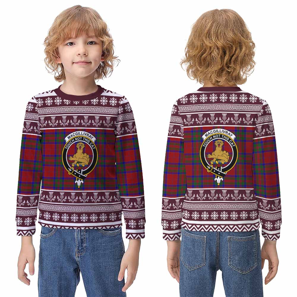MacGillivray (McGillivray) Clan Tartan Christmas Kid Ugly Sweatshirt with Family Crest - Tartan Vibes Clothing