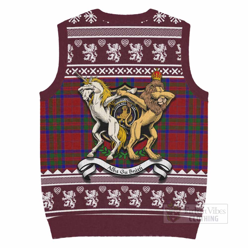 MacGillivray (McGillivray) Clan Tartan Crest Christmas Knitted V-Neck Vest Coat of Arms Funny Style - Tartan Vibes Clothing