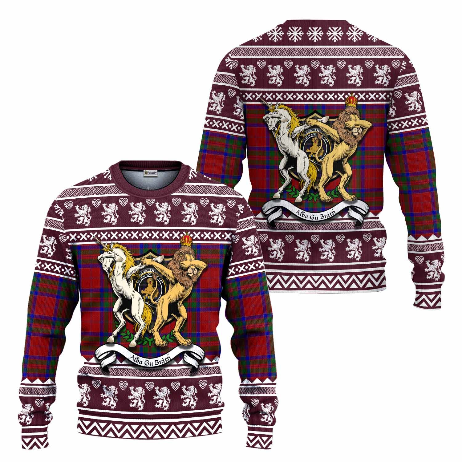 MacGillivray (McGillivray) Clan Tartan Crest Christmas Ugly Sweater Coat of Arms Funny Style - Tartan Vibes Clothing