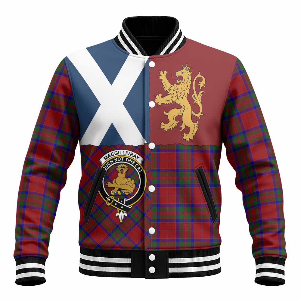 MacGillivray (McGillivray) Crest Tartan Baseball Jacket with Lion Rampant Saltire Style