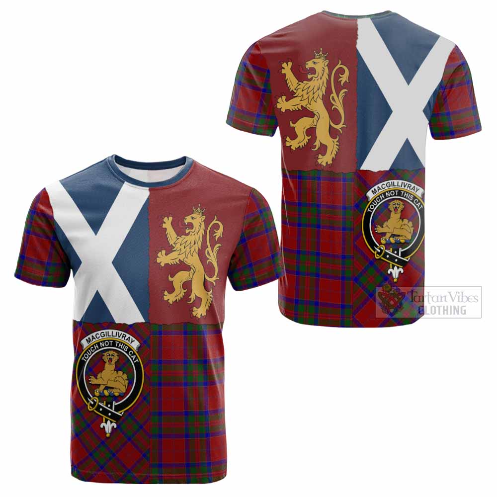 MacGillivray (McGillivray) Crest Tartan Cotton T-shirt with Lion Rampant Saltire Style - Tartan Vibes Clothing