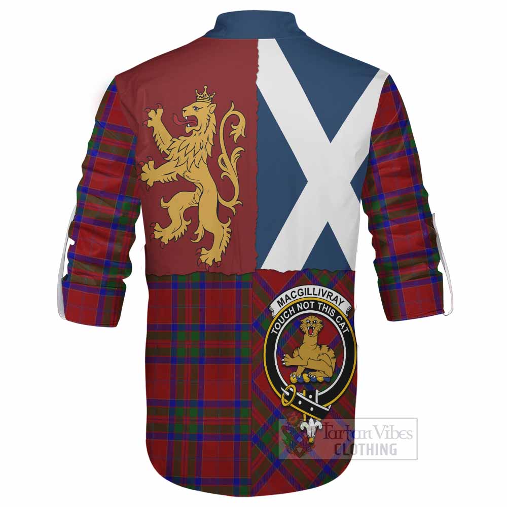 MacGillivray (McGillivray) Crest Tartan Ghillie Shirt with Lion Rampant Saltire Style - Tartan Vibes Clothing