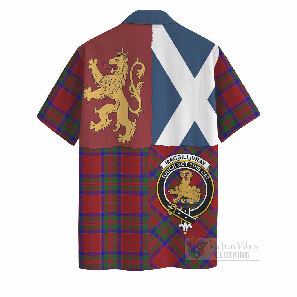 MacGillivray (McGillivray) Crest Tartan Hawaiian Shirt with Lion Rampant Saltire Style