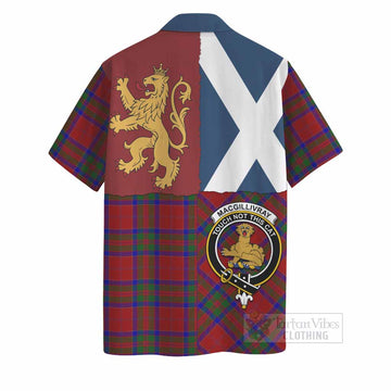 MacGillivray (McGillivray) Crest Tartan Hawaiian Shirt with Lion Rampant Saltire Style