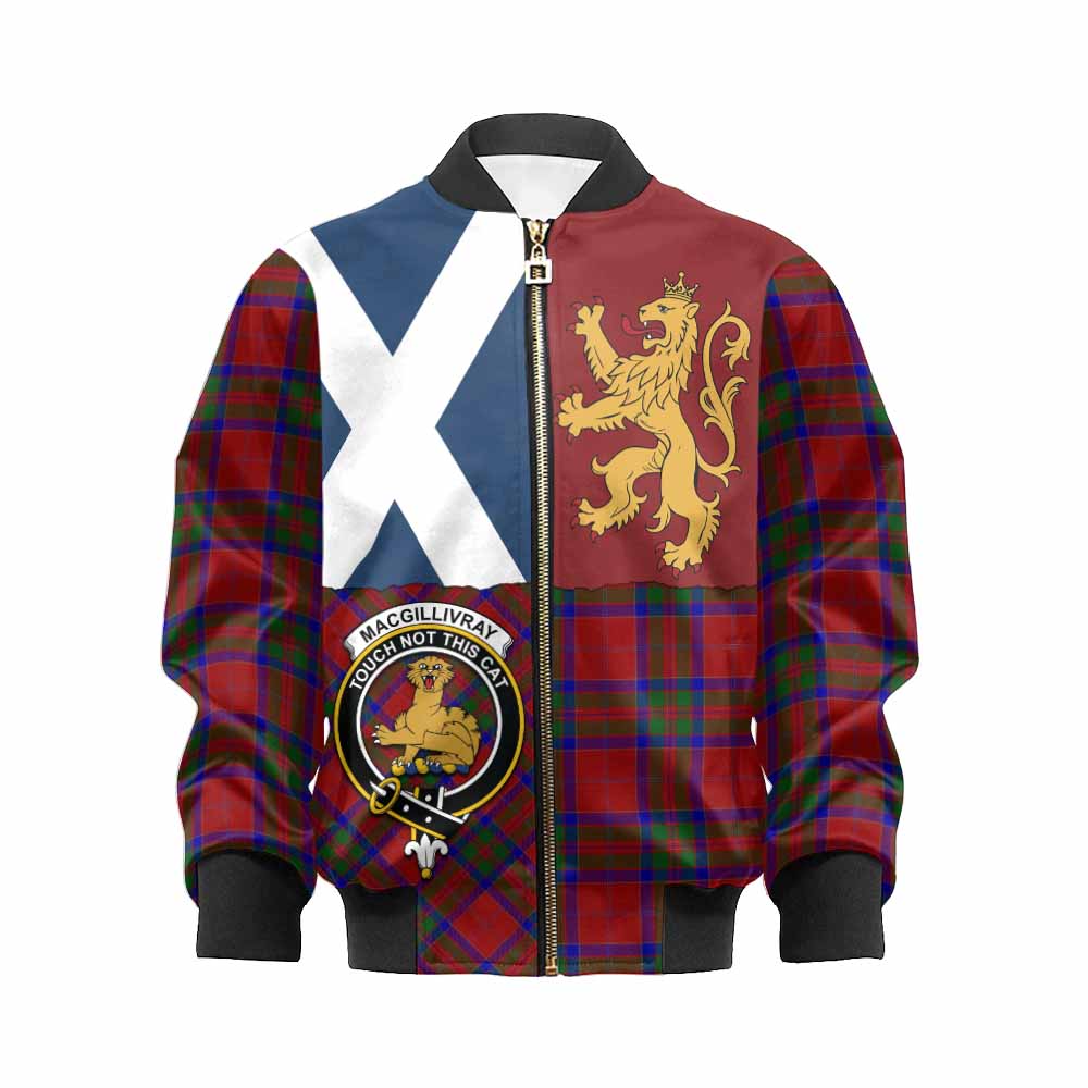 MacGillivray (McGillivray) Crest Tartan Kid Bomber Jacket with Lion Rampant Saltire Style - Tartan Vibes Clothing