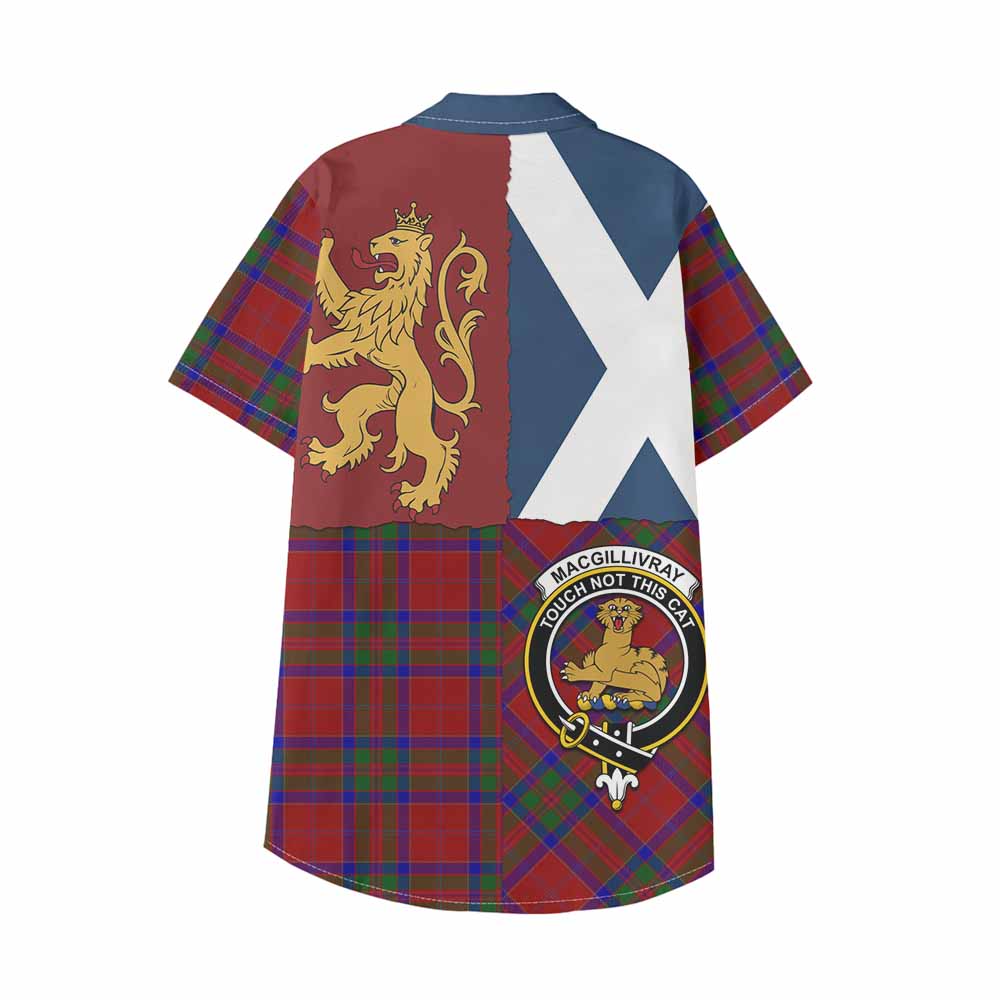 MacGillivray (McGillivray) Crest Tartan Kid Hawaiian Shirt with Lion Rampant Saltire Style - Tartan Vibes Clothing