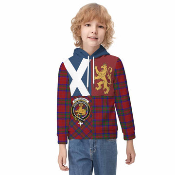 MacGillivray (McGillivray) Crest Tartan Kid Hoodie with Lion Rampant Saltire Style