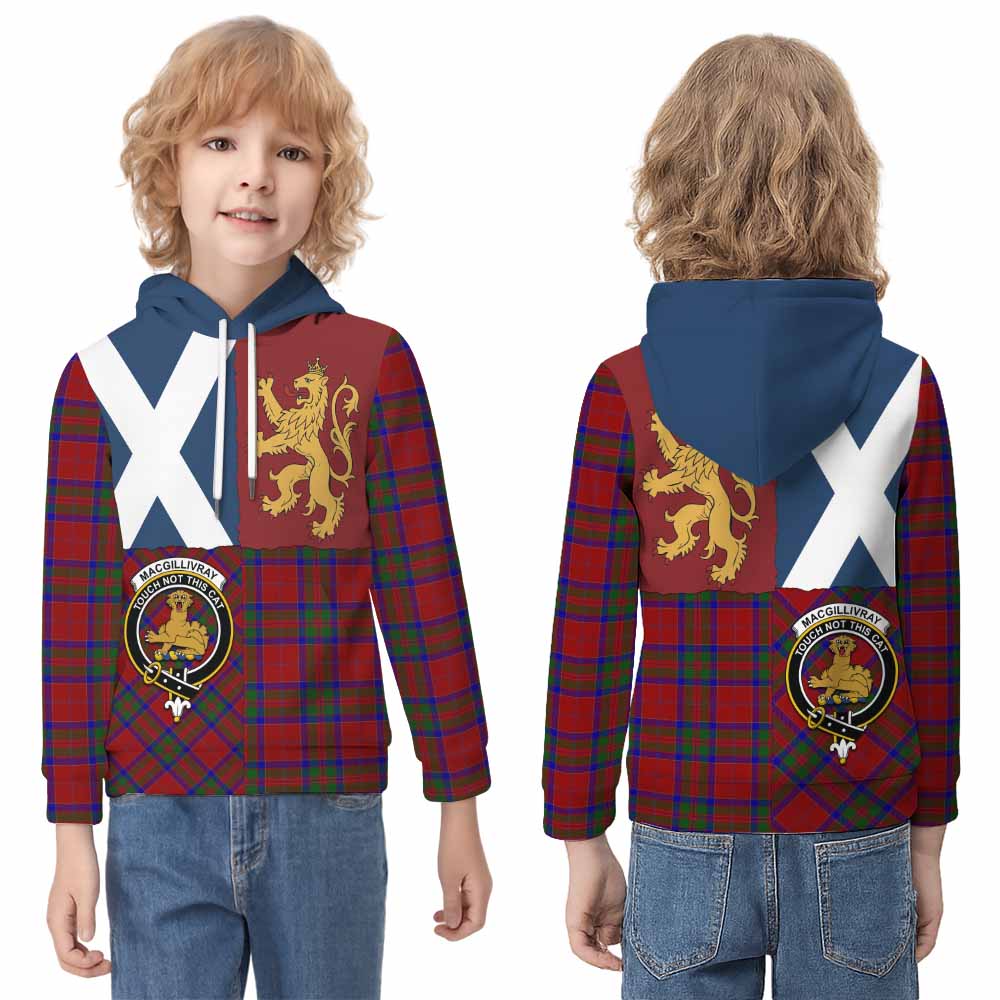 MacGillivray (McGillivray) Crest Tartan Kid Hoodie with Lion Rampant Saltire Style - Tartan Vibes Clothing