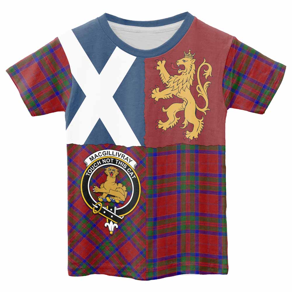 MacGillivray (McGillivray) Crest Tartan Kid T-shirt with Lion Rampant Saltire Style - Tartan Vibes Clothing
