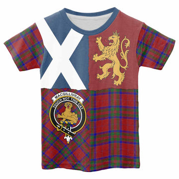 MacGillivray (McGillivray) Crest Tartan Kid T-shirt with Lion Rampant Saltire Style