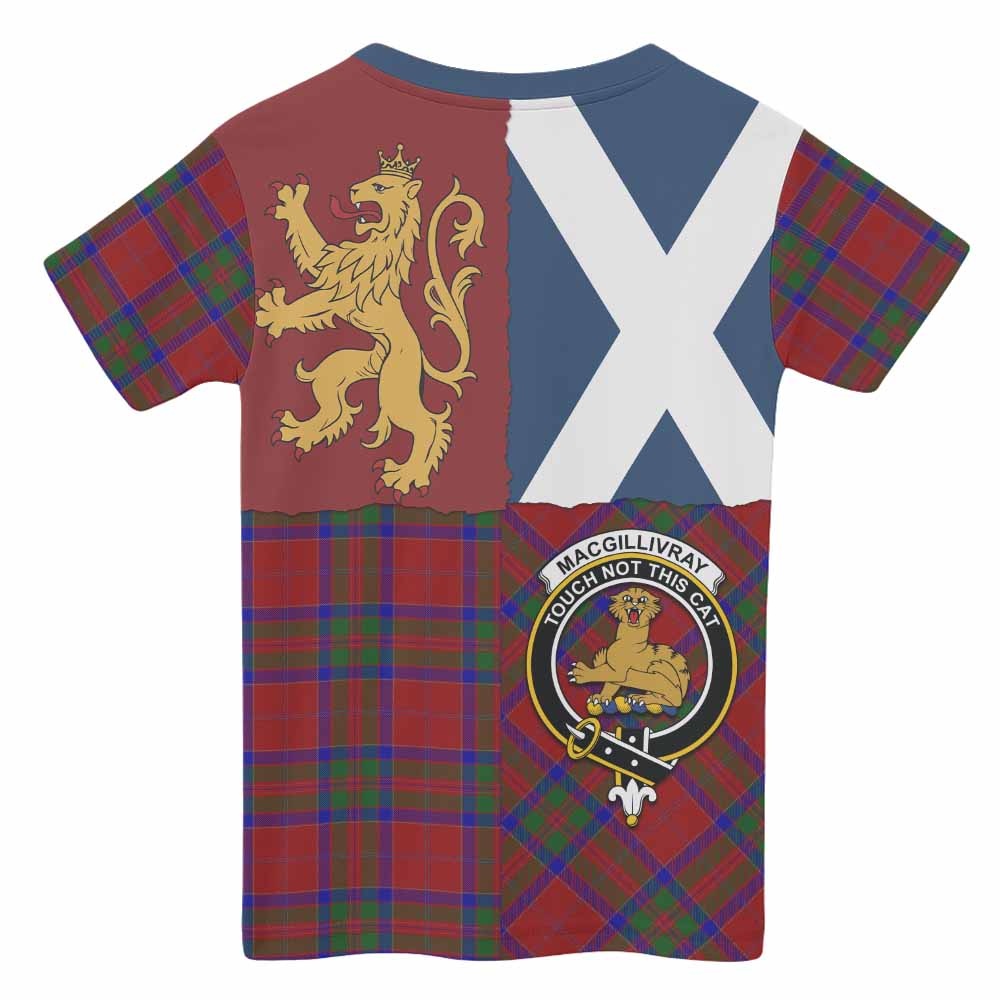 MacGillivray (McGillivray) Crest Tartan Kid T-shirt with Lion Rampant Saltire Style - Tartan Vibes Clothing