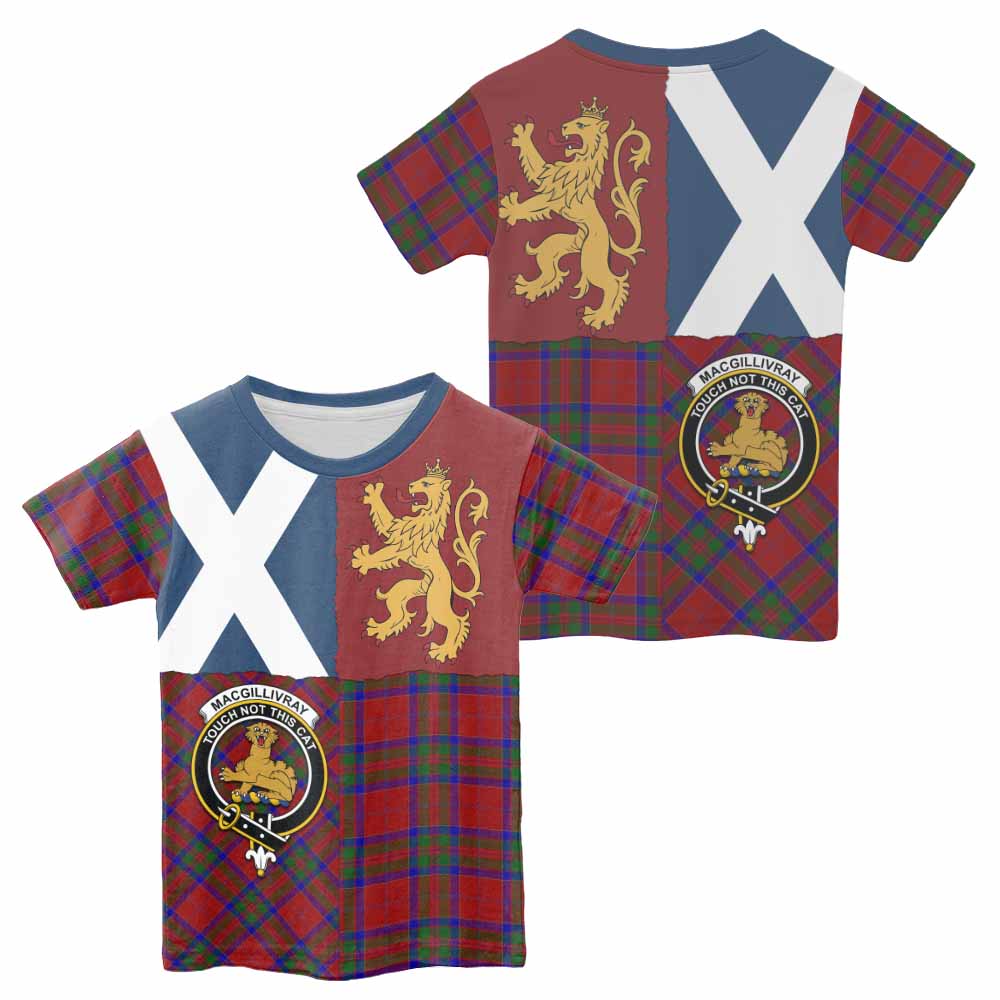 MacGillivray (McGillivray) Crest Tartan Kid T-shirt with Lion Rampant Saltire Style - Tartan Vibes Clothing
