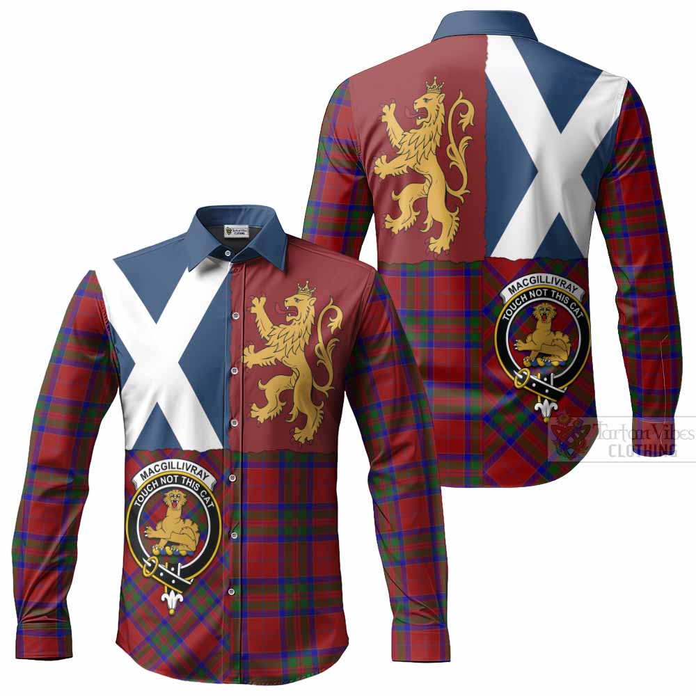 MacGillivray (McGillivray) Crest Tartan Long Sleeve Button Shirts with Lion Rampant Saltire Style