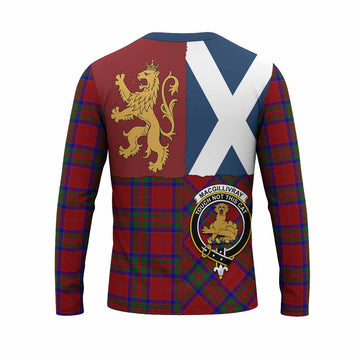 MacGillivray (McGillivray) Crest Tartan Long Sleeve T-Shirt with Lion Rampant Saltire Style