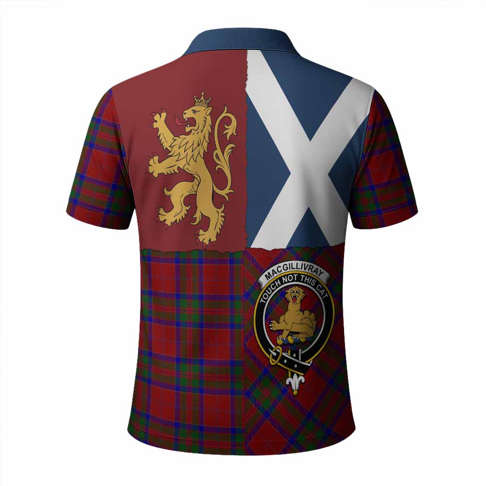 MacGillivray (McGillivray) Crest Tartan Polo Shirt with Lion Rampant Saltire Style