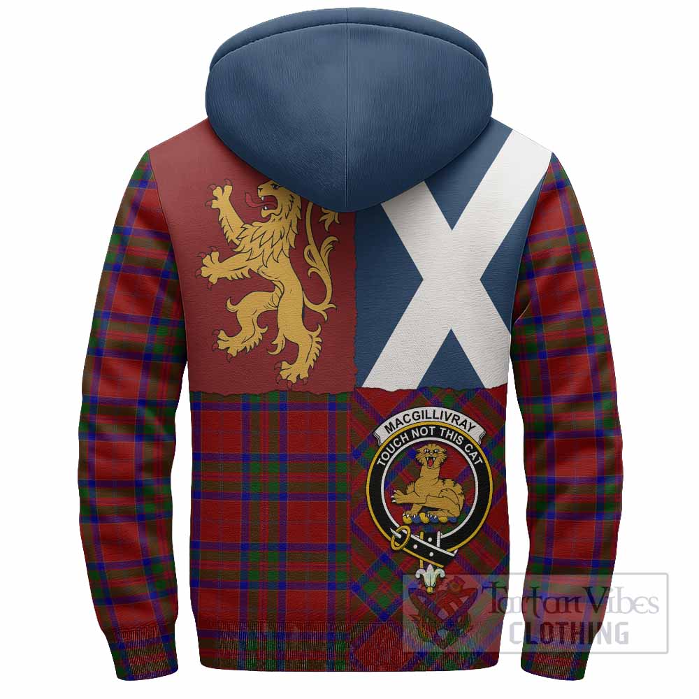 MacGillivray (McGillivray) Crest Tartan Sherpa Hoodie with Lion Rampant Saltire Style