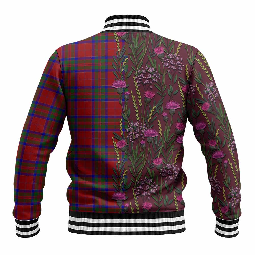 MacGillivray (McGillivray) Family Crest Tartan Baseball Jacket Scottish Thistle Flower Pattern Half Style - Tartan Vibes Clothing