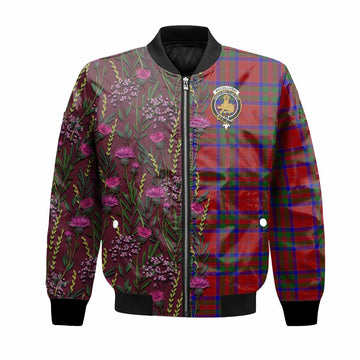 MacGillivray (McGillivray) Family Crest Tartan Bomber Jacket Scottish Thistle Flower Pattern Half Style
