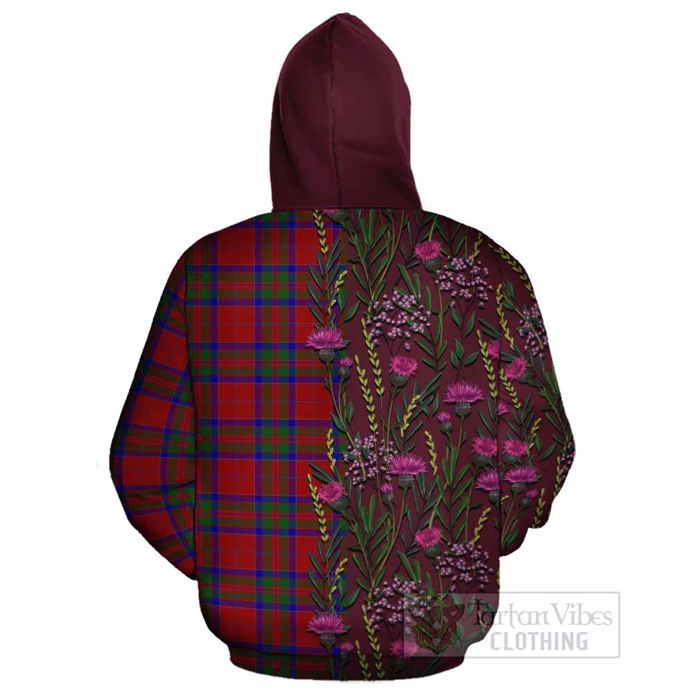 MacGillivray (McGillivray) Family Crest Tartan Cotton Hoodie Scottish Thistle Flower Pattern Half Style - Tartan Vibes Clothing