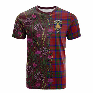 MacGillivray (McGillivray) Family Crest Tartan Cotton T-shirt Scottish Thistle Flower Pattern Half Style