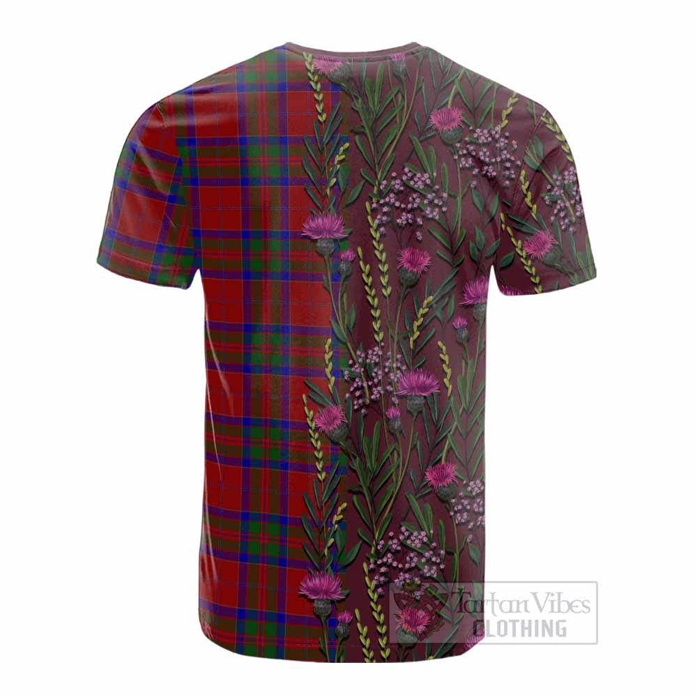 MacGillivray (McGillivray) Family Crest Tartan Cotton T-shirt Scottish Thistle Flower Pattern Half Style - Tartan Vibes Clothing