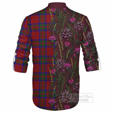 MacGillivray (McGillivray) Family Crest Tartan Ghillie Shirt Scottish Thistle Flower Pattern Half Style