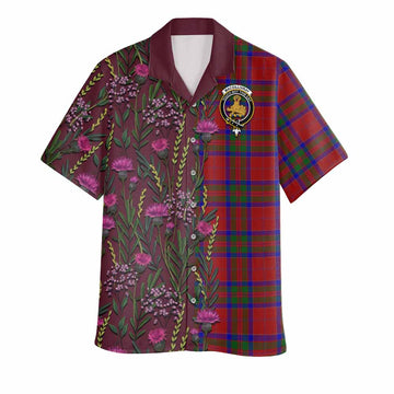 MacGillivray (McGillivray) Family Crest Tartan Hawaiian Shirt Scottish Thistle Flower Pattern Half Style