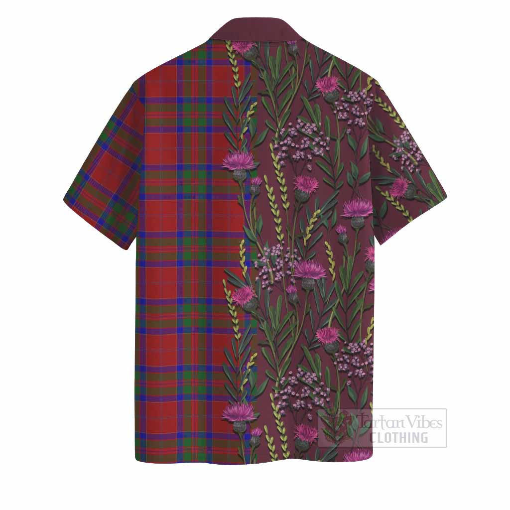 MacGillivray (McGillivray) Family Crest Tartan Hawaiian Shirt Scottish Thistle Flower Pattern Half Style - Tartan Vibes Clothing