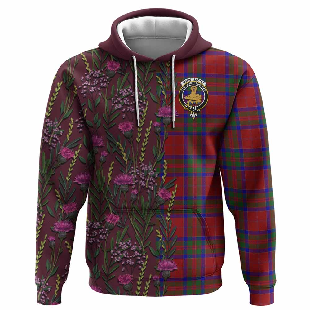 MacGillivray (McGillivray) Family Crest Tartan Hoodie Scottish Thistle Flower Pattern Half Style - Tartan Vibes Clothing