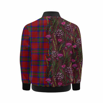 MacGillivray (McGillivray) Family Crest Tartan Kid Bomber Jacket Scottish Thistle Flower Pattern Half Style
