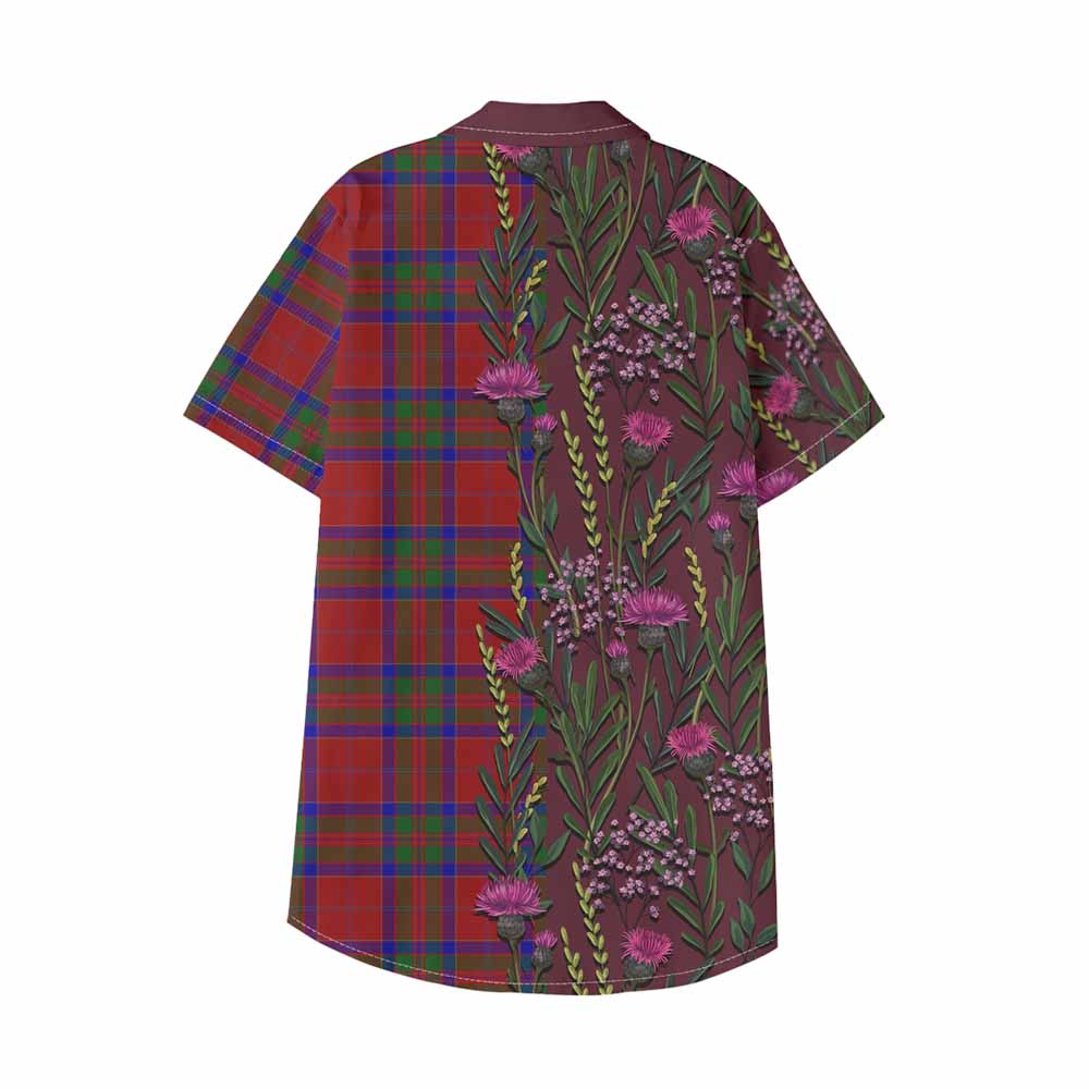 MacGillivray (McGillivray) Family Crest Tartan Kid Hawaiian Shirt Scottish Thistle Flower Pattern Half Style - Tartan Vibes Clothing