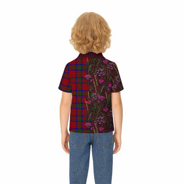 MacGillivray (McGillivray) Family Crest Tartan Kid Polo Shirt Scottish Thistle Flower Pattern Half Style