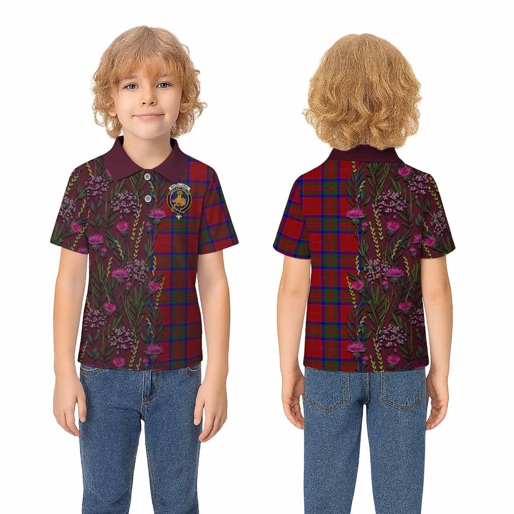 MacGillivray (McGillivray) Family Crest Tartan Kid Polo Shirt Scottish Thistle Flower Pattern Half Style - Tartan Vibes Clothing
