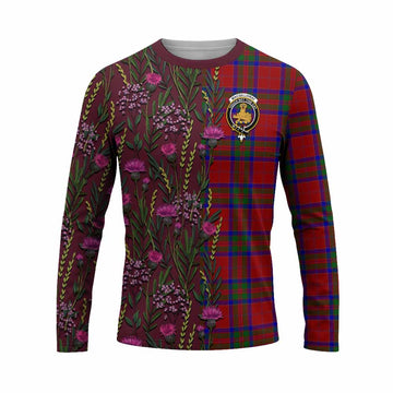 MacGillivray (McGillivray) Family Crest Tartan Long Sleeve T-Shirt Scottish Thistle Flower Pattern Half Style - Tartan Vibes Clothing
