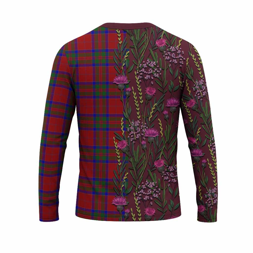 MacGillivray (McGillivray) Family Crest Tartan Long Sleeve T-Shirt Scottish Thistle Flower Pattern Half Style - Tartan Vibes Clothing