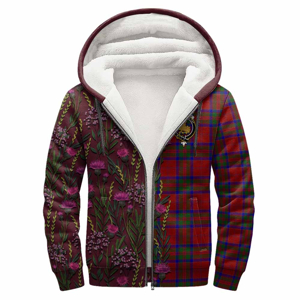 MacGillivray (McGillivray) Family Crest Tartan Sherpa Hoodie Scottish Thistle Flower Pattern Half Style - Tartan Vibes Clothing