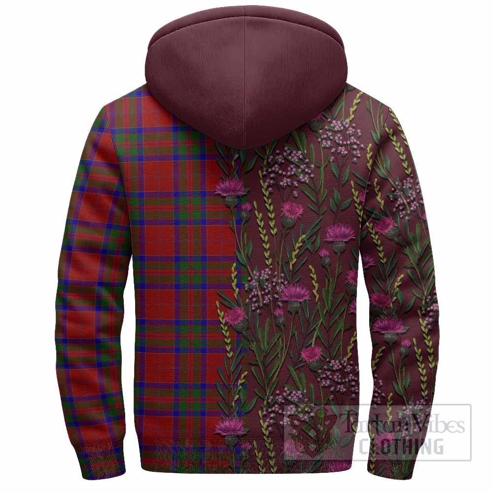 MacGillivray (McGillivray) Family Crest Tartan Sherpa Hoodie Scottish Thistle Flower Pattern Half Style - Tartan Vibes Clothing