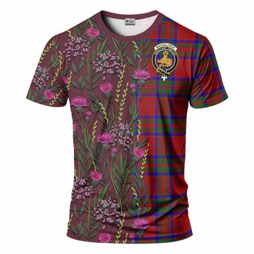MacGillivray (McGillivray) Family Crest Tartan T-Shirt Scottish Thistle Flower Pattern Half Style - Tartan Vibes Clothing