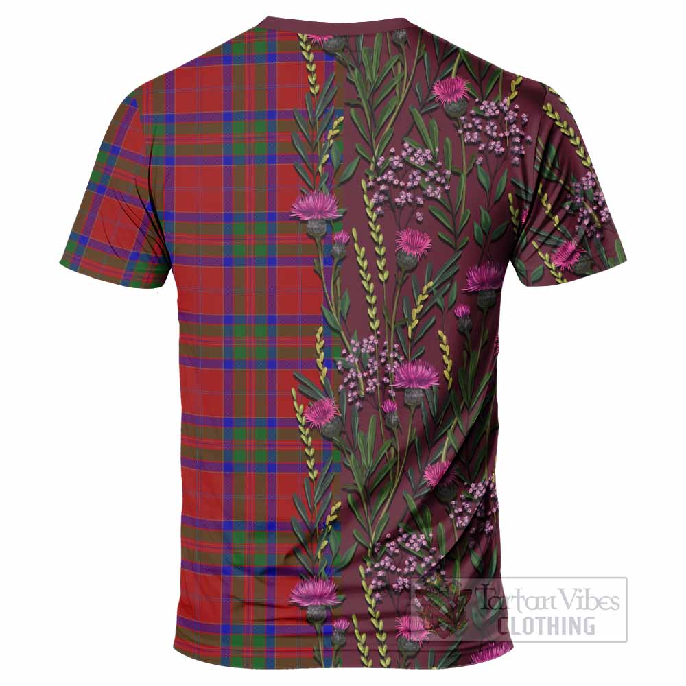 MacGillivray (McGillivray) Family Crest Tartan T-Shirt Scottish Thistle Flower Pattern Half Style - Tartan Vibes Clothing