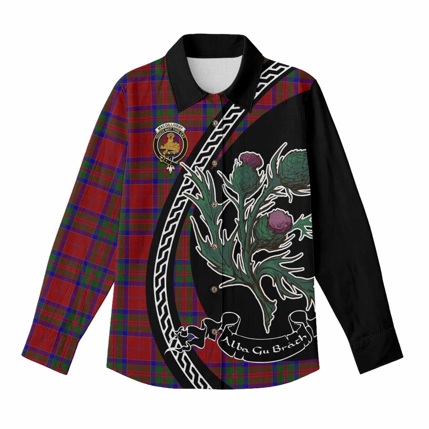 MacGillivray (McGillivray) Family Crest Tartan Women Casual Shirt Alba Thistle Inspired - Tartan Vibes Clothing